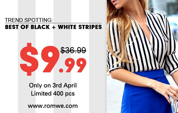 Romwe's White And Black Fluid Striped Shirt