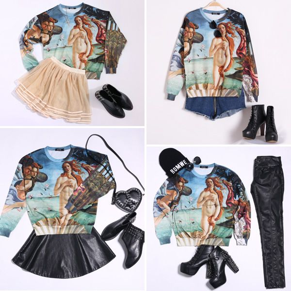 Romwe's 'The Birth of Venus' Print Sweatshirt