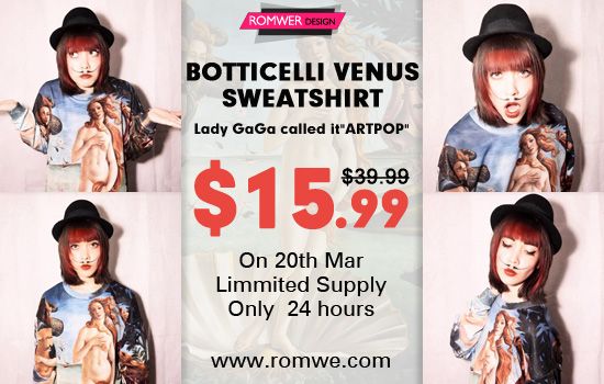 Romwe's 'The Birth of Venus' Print Sweatshirt