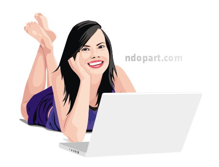 girl and laptop cartoon vector