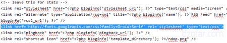 masang google font di header.php