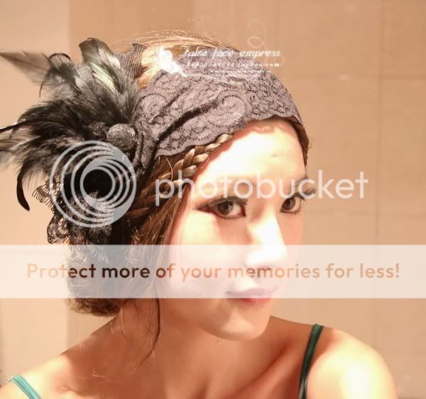 Appareling Black Lace Up Hand Crafted Feather Gorgeous Hairband