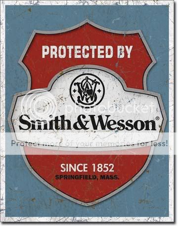 Protected by Smith & and Wesson Retro Metal Tin Sign  