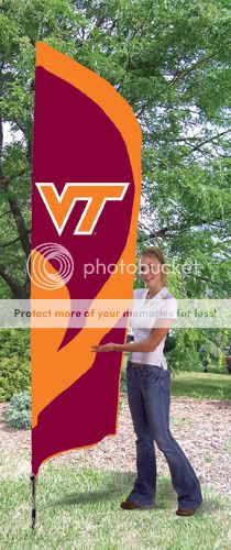 VIRGINIA TECH HOKIES Embroidered 8 1/2 foot TALL TEAM FLAG + Pole